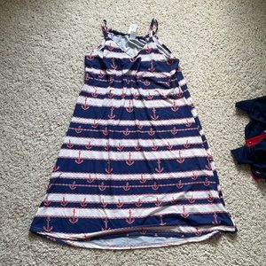 Red, white and blue anchor dress. Soft, light summery dress.